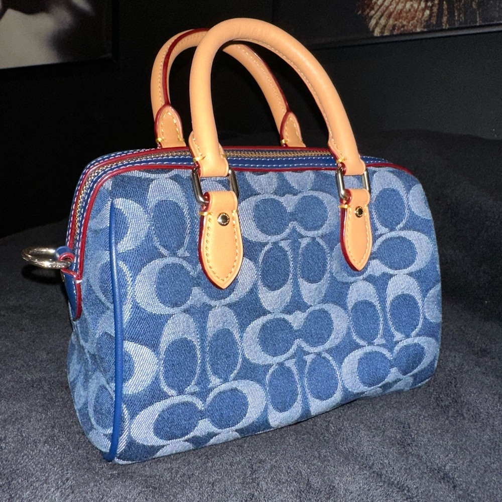 Coach Blue and Tan Mini Bag - Picture 3 of 9